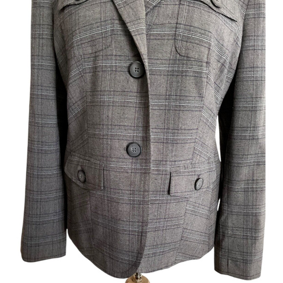 Style & Co Women's 14P Petite Gray Blazer Plaid Double Breasted Jacket Business - Picture 9 of 9